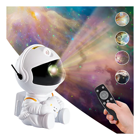 LAMPARA PROYECTOR DE GALAXIA ASTRONAUTA SENTADITO CON CONTROL- POR MAYOR