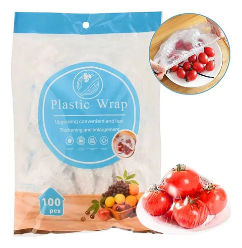 PAQUETE 100 BOLSAS ELASTICADAS PARA CUBRIR PLATOS Y ALIMENTOS - POR MAYOR
