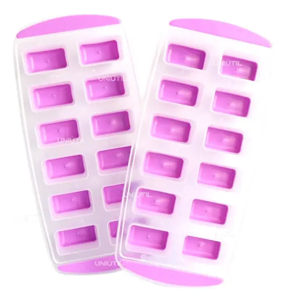 MOLDE PARA HIELO RECTANGULAR FONDO DE SILICONA 12 CUBOS- POR MAYOR 1