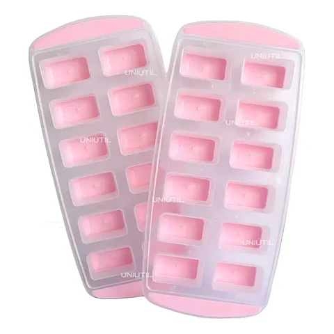 MOLDE PARA HIELO RECTANGULAR FONDO DE SILICONA 12 CUBOS- POR MAYOR