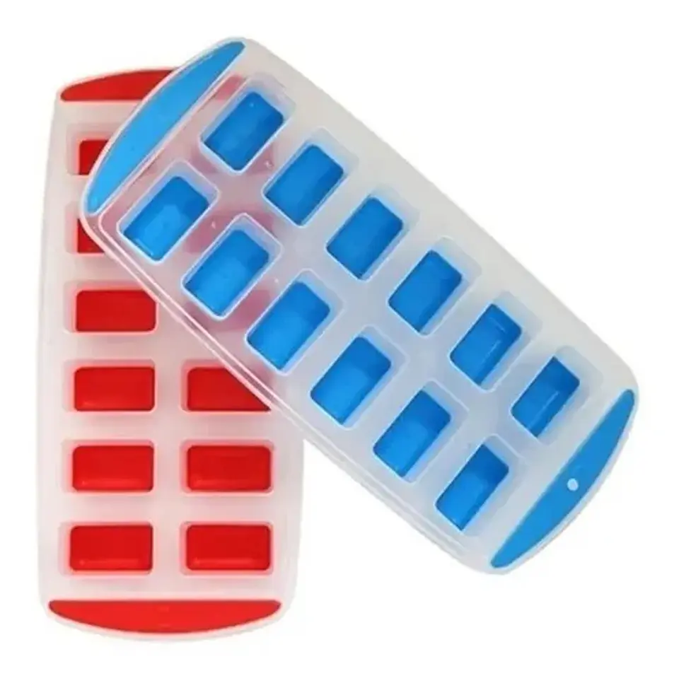 MOLDE PARA HIELO RECTANGULAR FONDO DE SILICONA 12 CUBOS- POR MAYOR 3