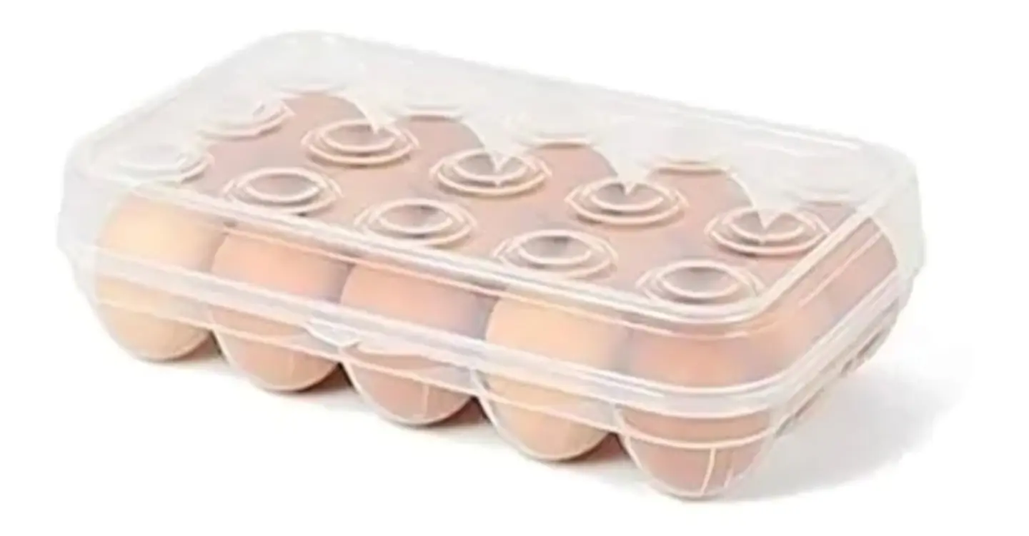 ORGANIZADOR TRANSPARENTE CON TAPA PARA 15 HUEVOS- POR MAYOR 4