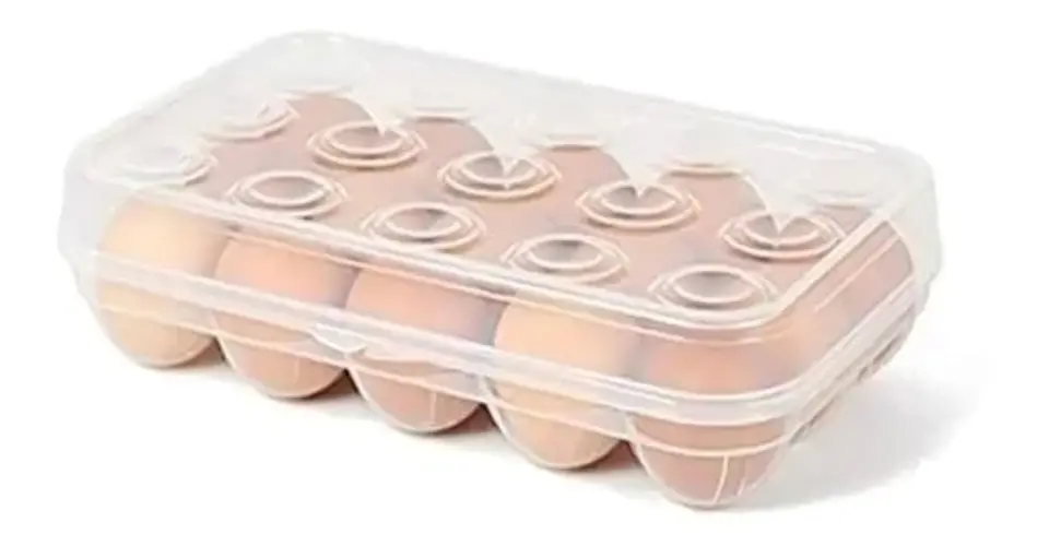 ORGANIZADOR TRANSPARENTE CON TAPA PARA 15 HUEVOS- POR MAYOR 4