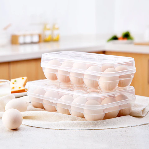 ORGANIZADOR TRANSPARENTE CON TAPA PARA 15 HUEVOS- POR MAYOR