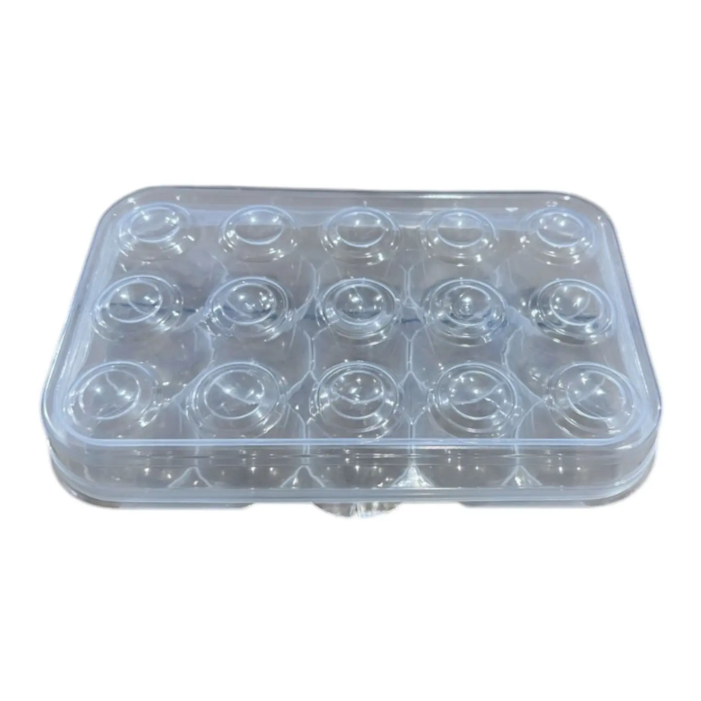 ORGANIZADOR TRANSPARENTE CON TAPA PARA 15 HUEVOS- POR MAYOR 5