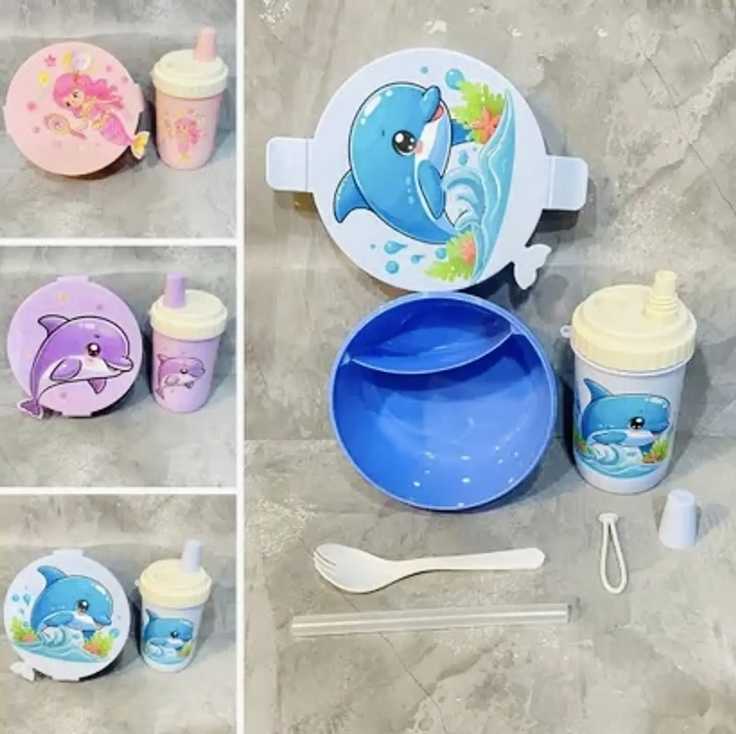 SET LONCHERA + TOMATODO DELFIN Y SIRENA KAWAI - POR MAYOR 3