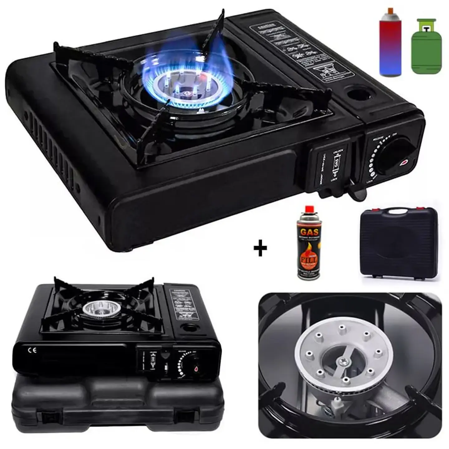 COCINILLA PORTÁTIL A GAS DUAL CAMPING CON MALETA - COPIA 2