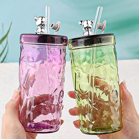 VASO GLASS VIDRIO OSITO + BOMBILLA DE VIDRIO- POR MAYOR