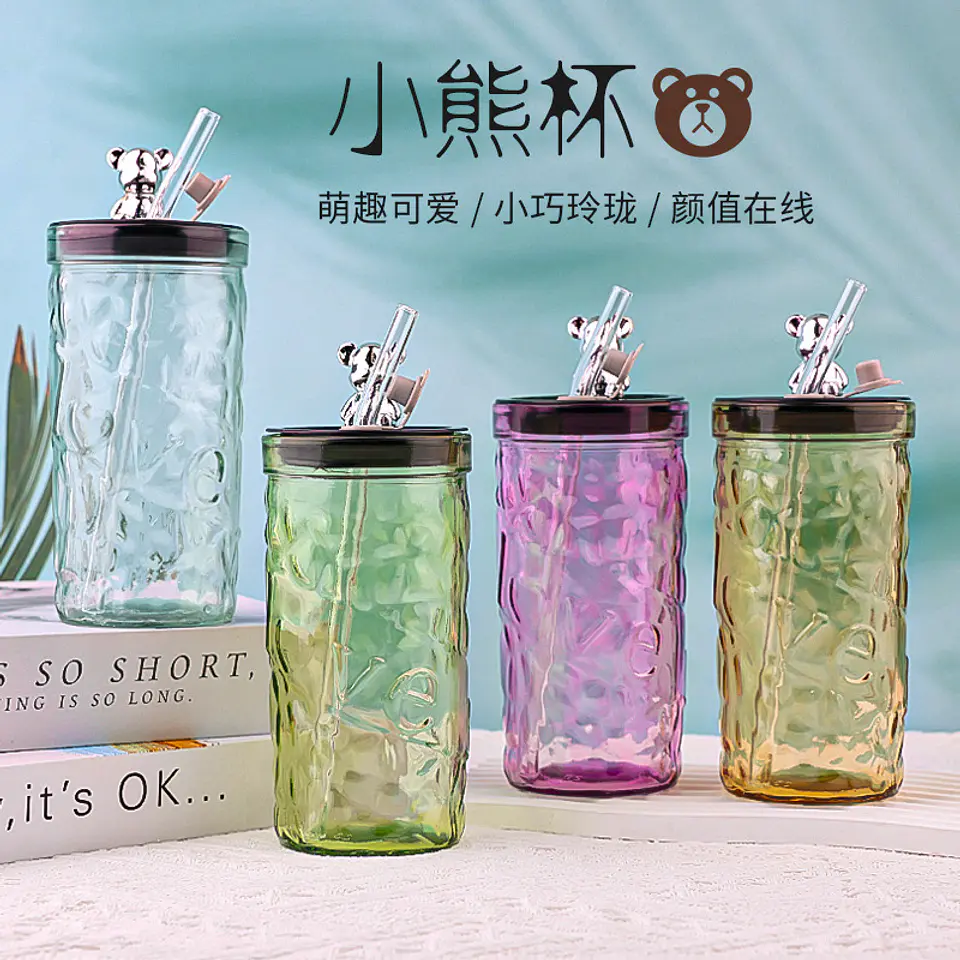 VASO GLASS VIDRIO OSITO + BOMBILLA DE VIDRIO- POR MAYOR 1