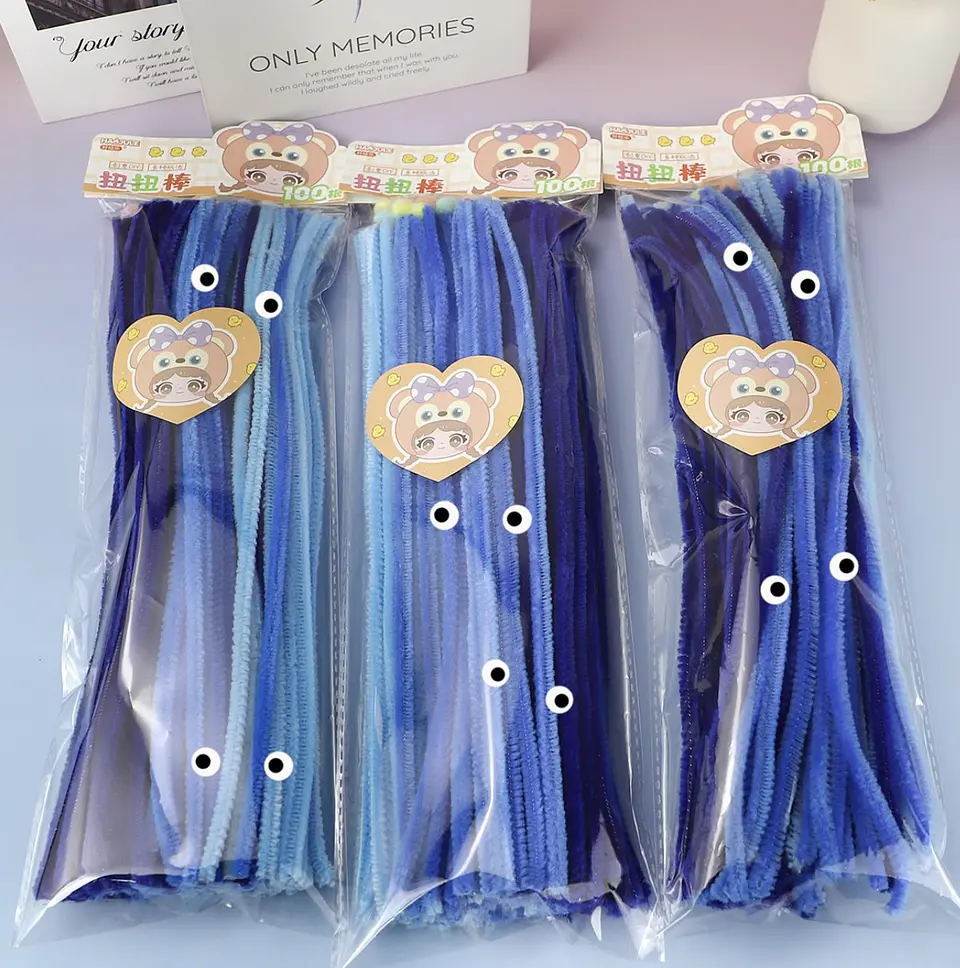 LIMPIA PIPAS DE 30CM PAQUETE DE 50 UNIDADES + OJITOS Y POMPONCITOS- POR MAYOR 3