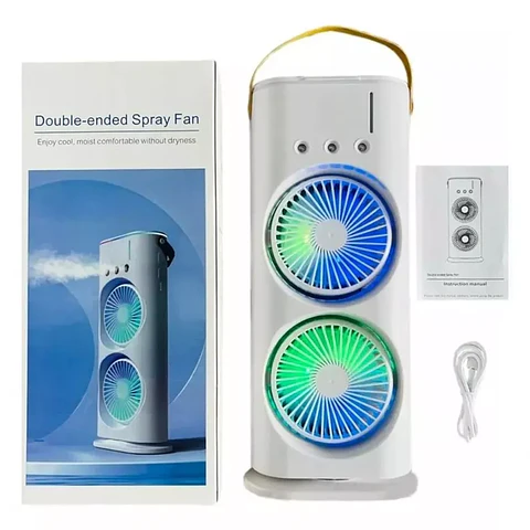 VENTILADOR DOBLE CON HUMIDIFICADOR Y LUCES RGB - COPIA