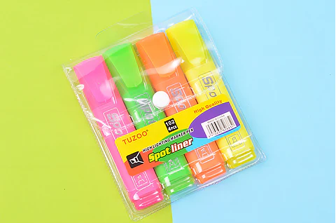 PACK 4 DESTACADORES SPORT LINER FLUOR PUNTA GRUESA- POR MAYOR