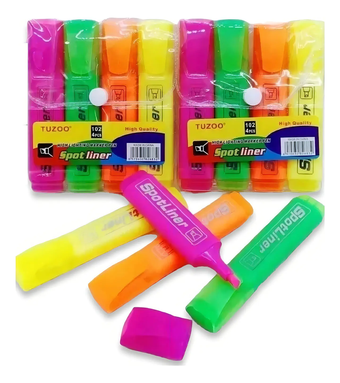 PACK 4 DESTACADORES SPORT LINER FLUOR PUNTA GRUESA- POR MAYOR 4