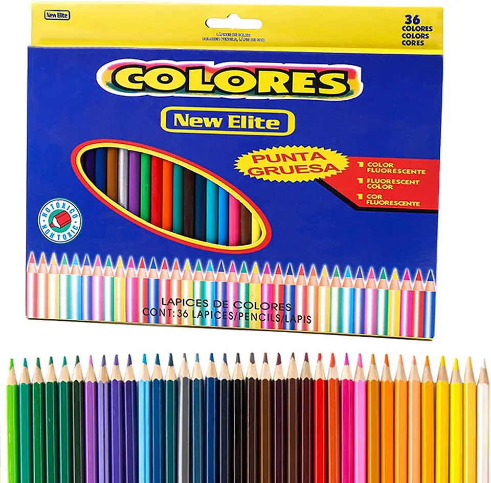 SET 36 LAPICES DE COLORES PUNTA GRUESA NEW ELITE - POR MAYOR 3