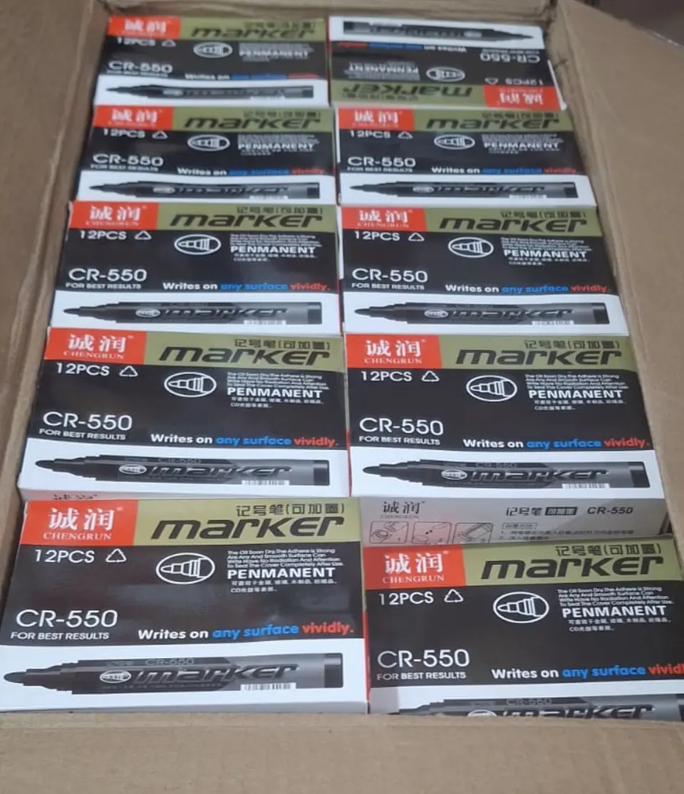 MARCADOR PERMANENTE CAJA 12 UNIDADES SURTIDO NEGRO, AZUL, ROJO - POR MAYOR 2