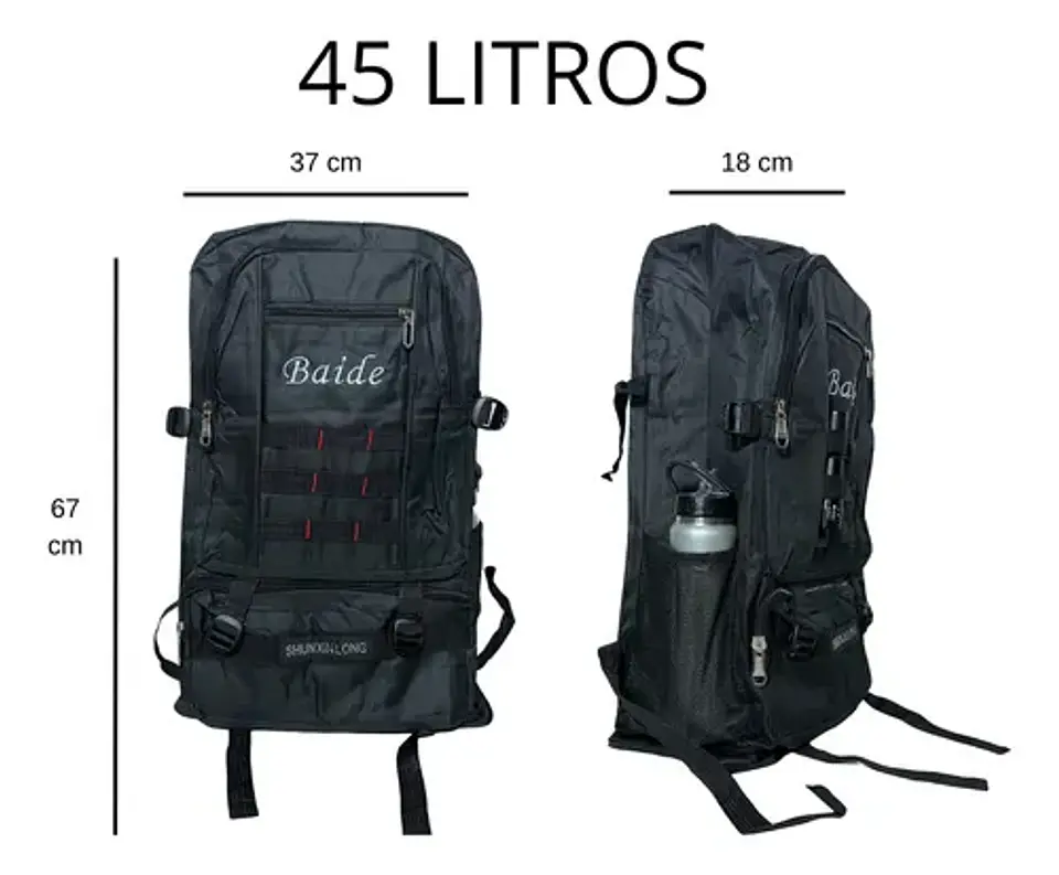 MOCHILA TÁCTICA TREKKING POLIESTER EXPANDIBLE 4 BOLSILLOS - POR MAYOR 2