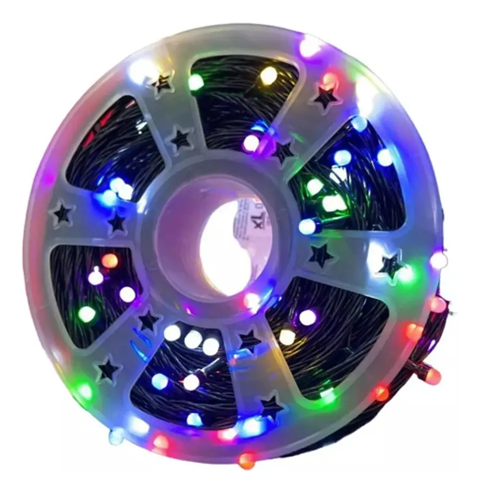 CARRETE DE LUCES PUNTO ARROZ MULTICOLOR 50 METROS- POR MAYOR 1