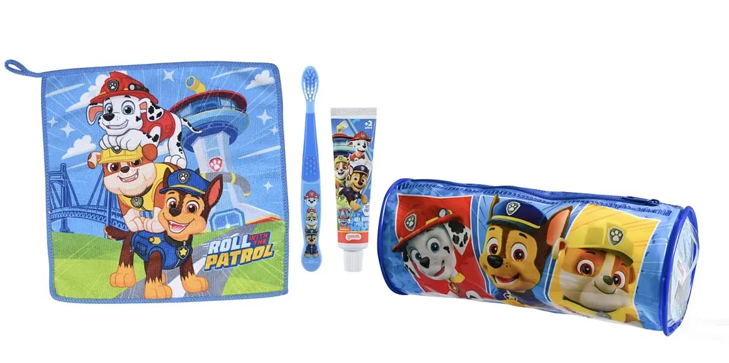 SET PASTA DE DIENTES + CEPILLO + TOALLA CON DISEÑO PAW PATROL- POR MAYOR 1