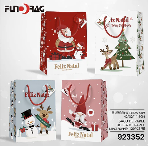 DOCENA BOLSA DE REGALO NAVIDAD VERTICAL CALIDAD 42x32x11.5CM- POR MAYOR