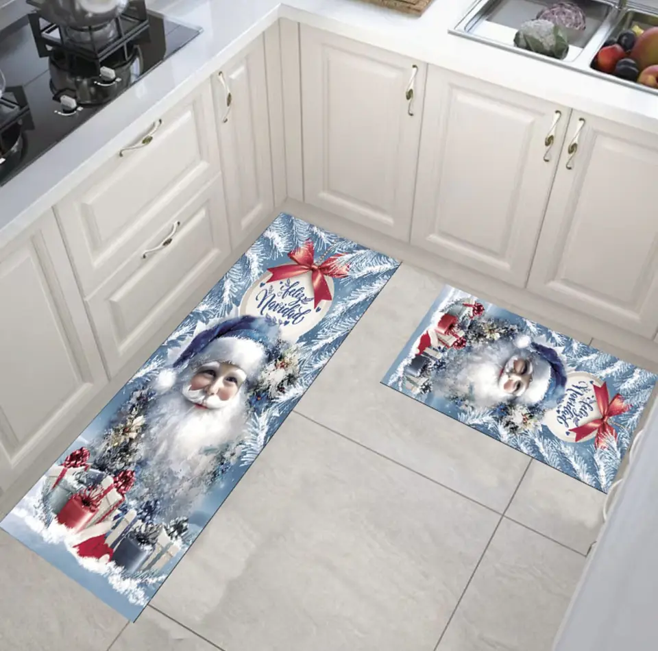 ALFOMBRA SET DE COCINA DOBLE 40x60CM + 40x120CM NAVIDAD CELESTE 2025- POR MAYOR 3
