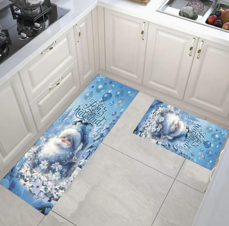 ALFOMBRA SET DE COCINA DOBLE 40x60CM + 40x120CM NAVIDAD CELESTE 2025- POR MAYOR 4