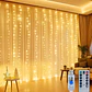 CORTINA DE LUCES DE HADA 3x2METROS CÁLIDA CONEXIÓN USB REGULABLE CON CONTROL REMOTO EMPAQUE BOLSA- POR MAYOR - Miniatura 1