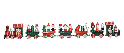 ADORNO TREN DE MADERA ROJO 7 VAGONES 42x6CM- POR MAYOR