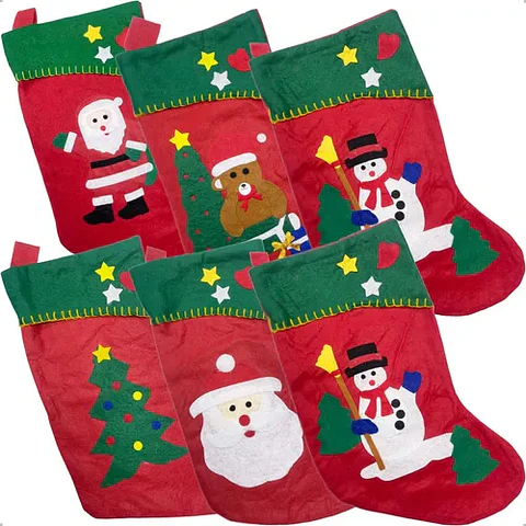 DOCENA ADORNO BOTA COLGANTE NAVIDAD GRANDE 20x41CM- POR MAYOR