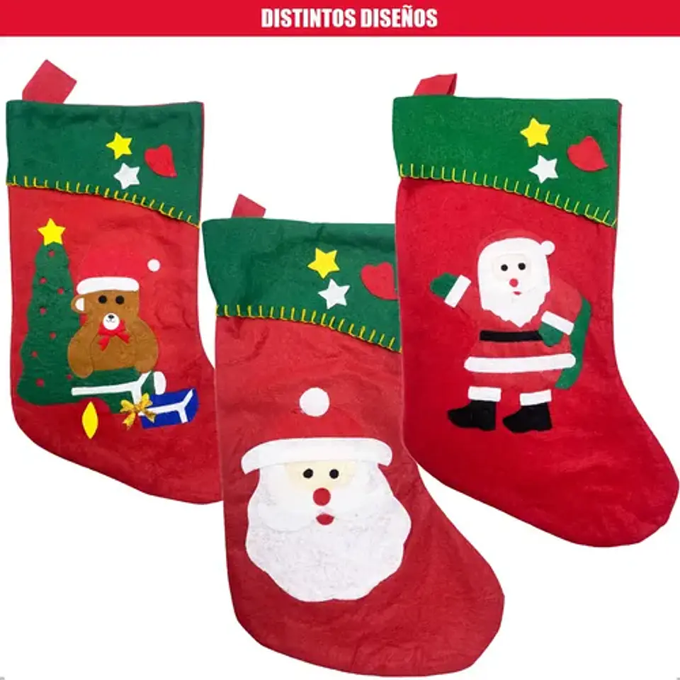 DOCENA ADORNO BOTA COLGANTE NAVIDAD GRANDE 20x41CM- POR MAYOR 3