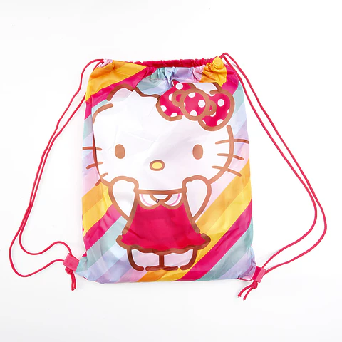 TOALLA PLAYA 70x140CM + BOLSO HELLO KITTY ARCOÍRIS SANRIO ORIGINAL CALIDAD MICROFIBRA - POR MAYOR