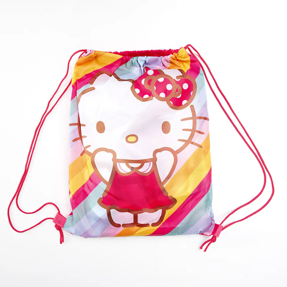 TOALLA PLAYA 70x140CM + BOLSO HELLO KITTY ARCOÍRIS SANRIO ORIGINAL CALIDAD MICROFIBRA - POR MAYOR 2