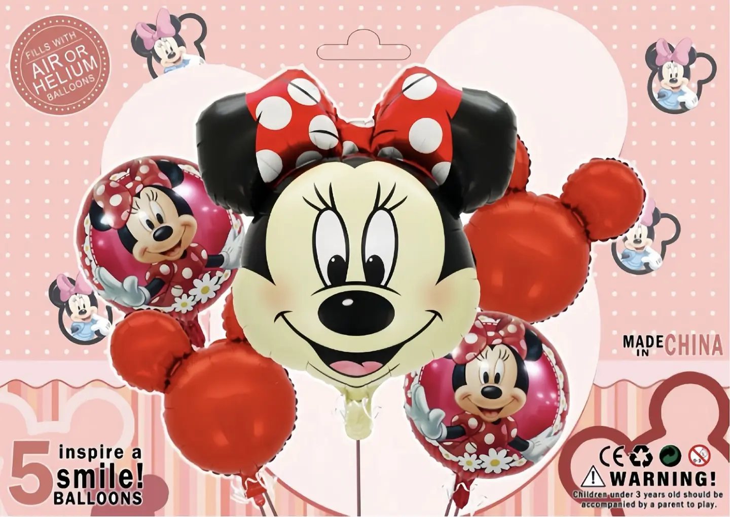 SET DE GLOBO METALICO MINNIE MOUSE 5PZS- POR MAYOR 1