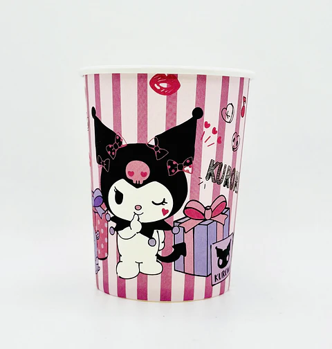 VASOS DE CARTÓN DISEÑO KUROMI 250ML 6PZS- POR MAYOR