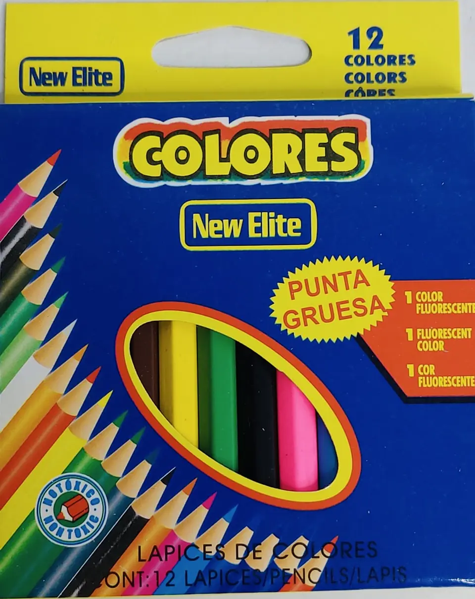 SET DE 12 COLORES CORTO 8.5CM NEW ELITE - POR MAYOR 6