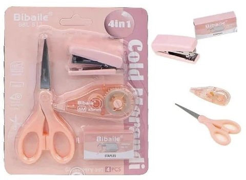 SET ESCOLAR 4EN1 TIJERA-CORCHETERO-CORRECTOR CINTA-CORCHETES- POR MAYOR
