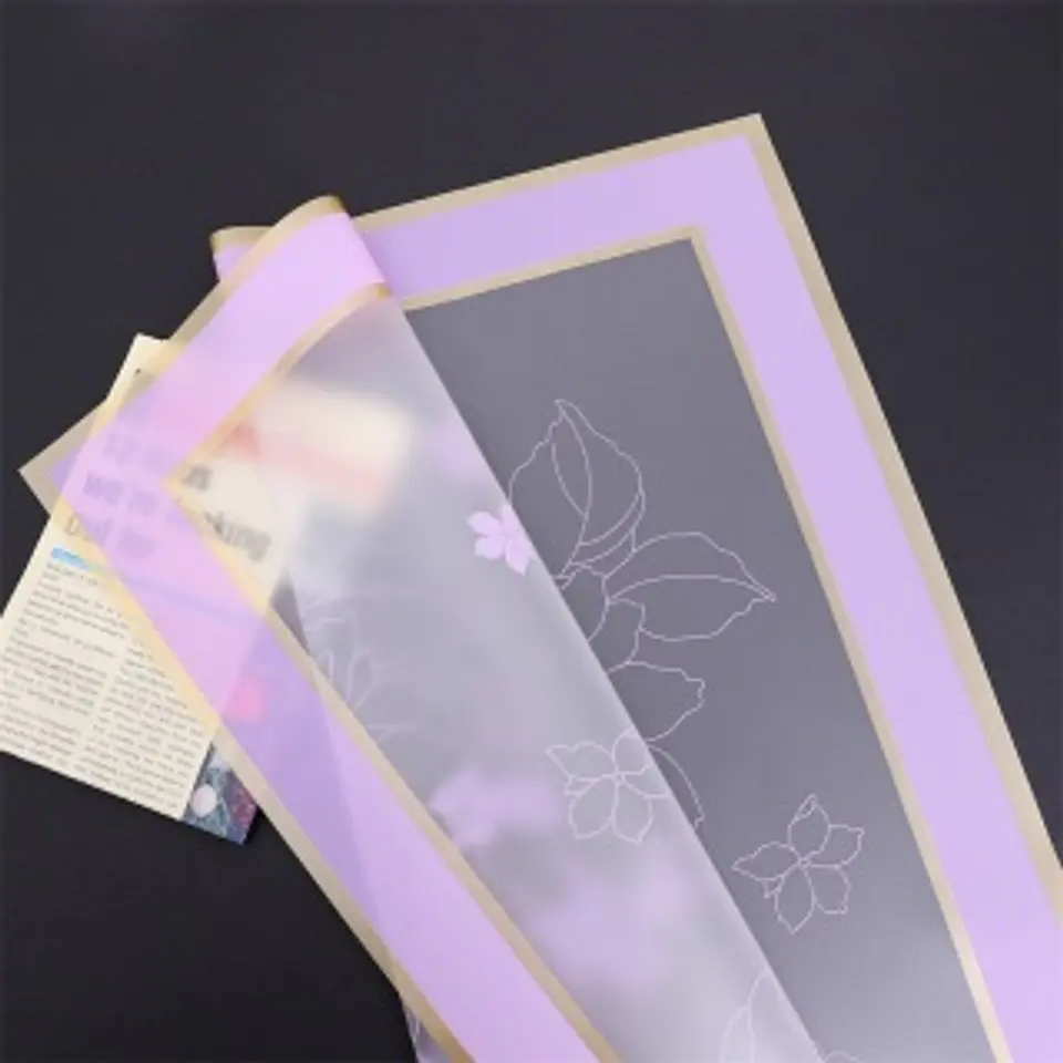 PAPEL COREANO CON DISEÑO Y BORDE DORADO - POR MAYOR 10
