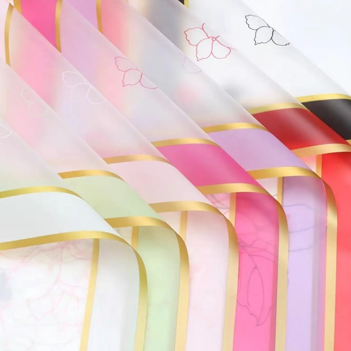 PAPEL COREANO CON DISEÑO Y BORDE DORADO - POR MAYOR 13