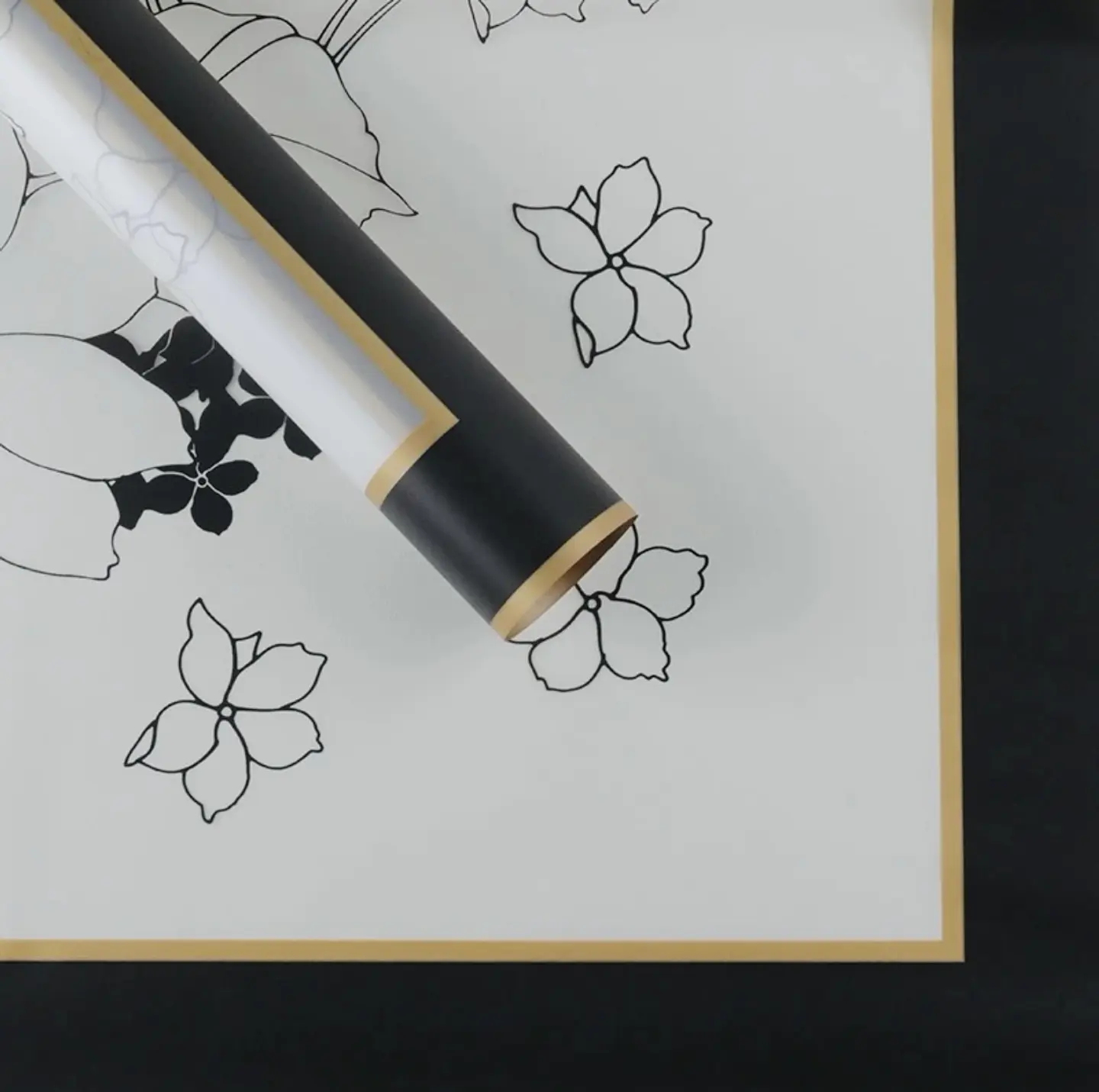 PAPEL COREANO CON DISEÑO Y BORDE DORADO - POR MAYOR 14
