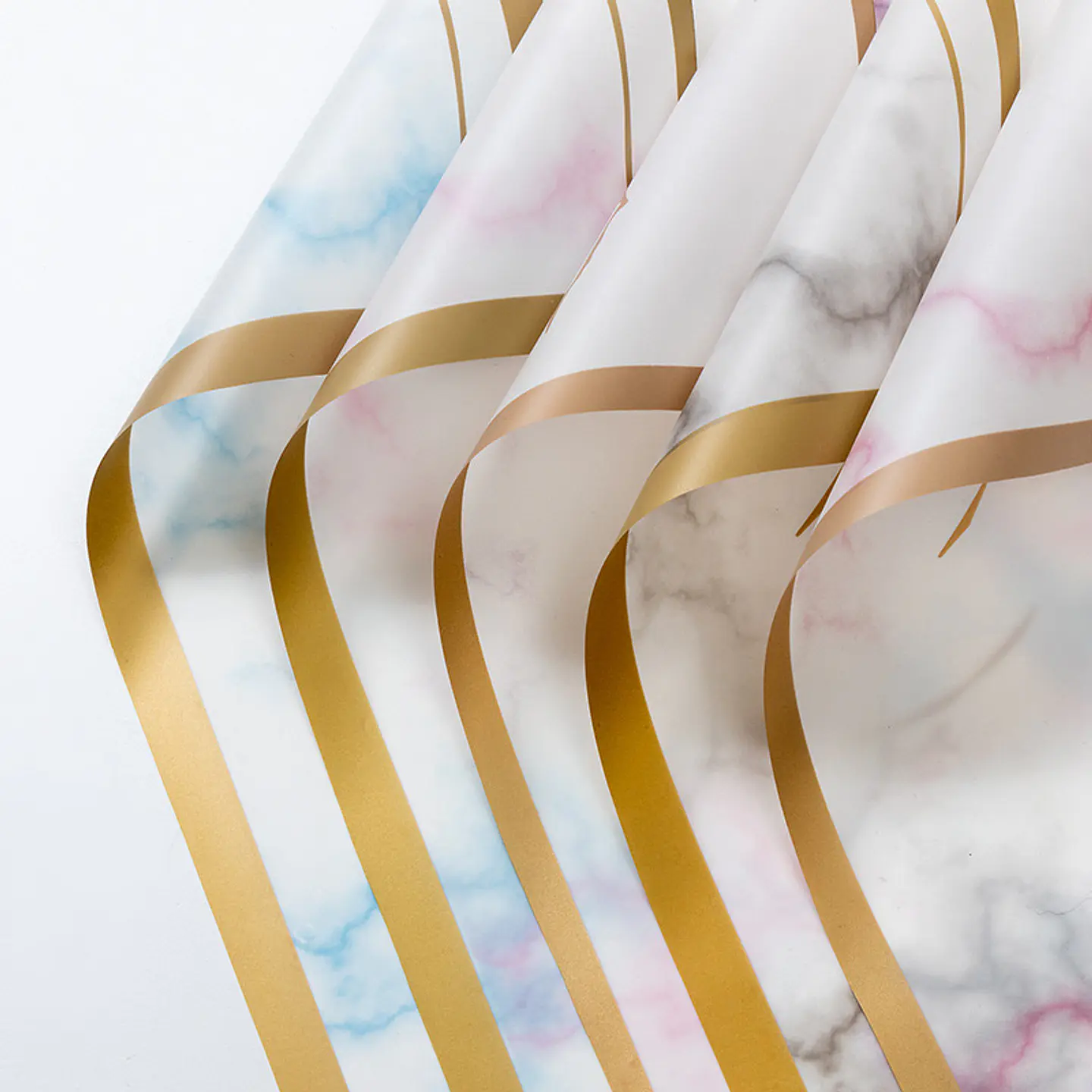 PAPEL COREANO CON DISEÑO MARMOL Y BORDE DORADO- POR MAYOR 3