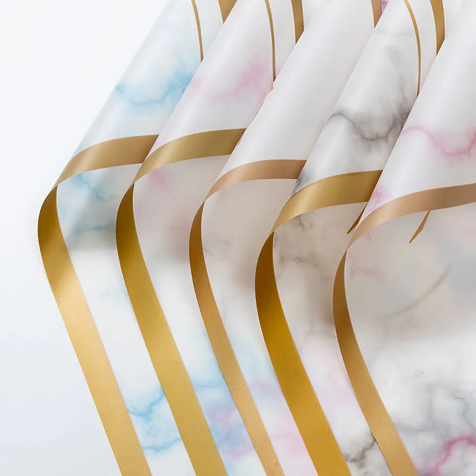PAPEL COREANO CON DISEÑO MARMOL Y BORDE DORADO- POR MAYOR 3