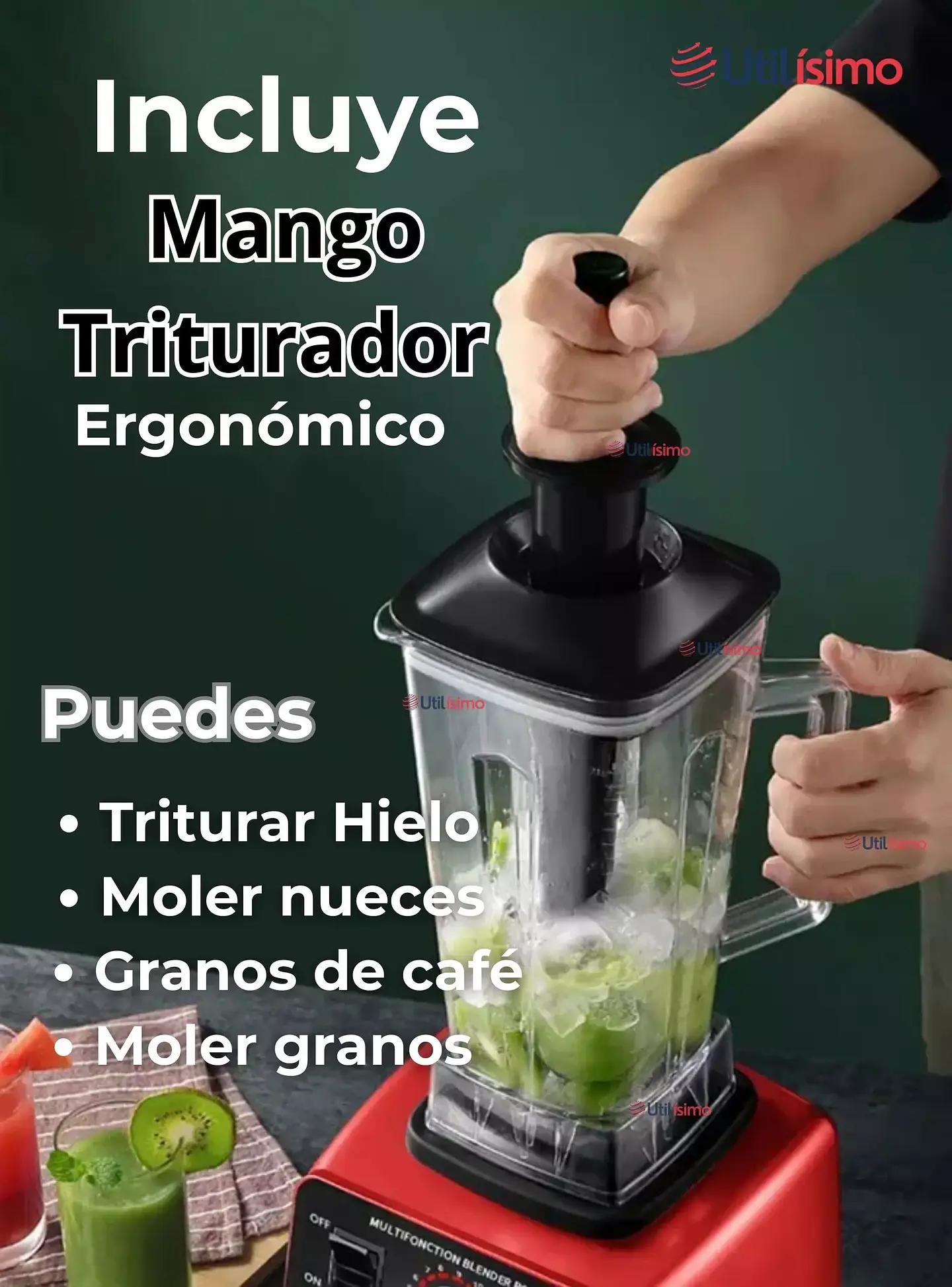 LICUADORA JUGUERA MULTIFUNCIONAL ACKILISS JARRA DE ACRÍLICO 2.5LTRS 2400W DE POTENCIA + MANGO TRITURADOR- POR MAYOR 2