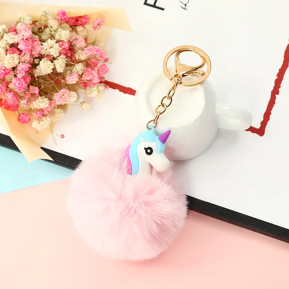 LLAVERO POMPON UNICORNIO PQT 4UNDS- POR MAYOR 1