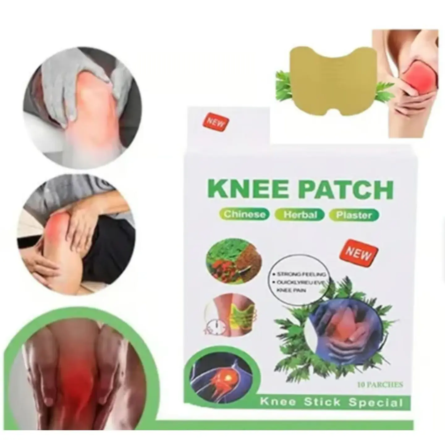 PARCHES PARA ELIMINAR ALIVIAR, CALMAR DOLORES DE RODILLAS KNEE PATCH CAJITA 10 UNDS- POR MAYOR 3