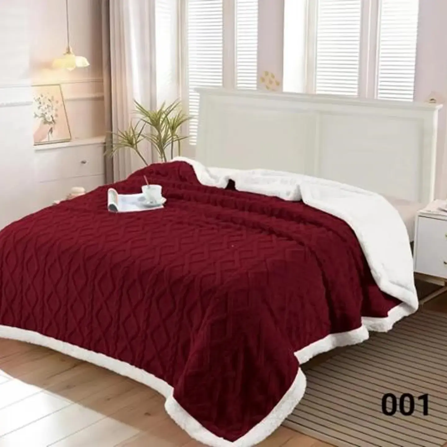 FRAZADA TEXTURIZADA CON CHIPORRO DE 2.0 PLAZAS 220x230CM- POR MAYOR 4