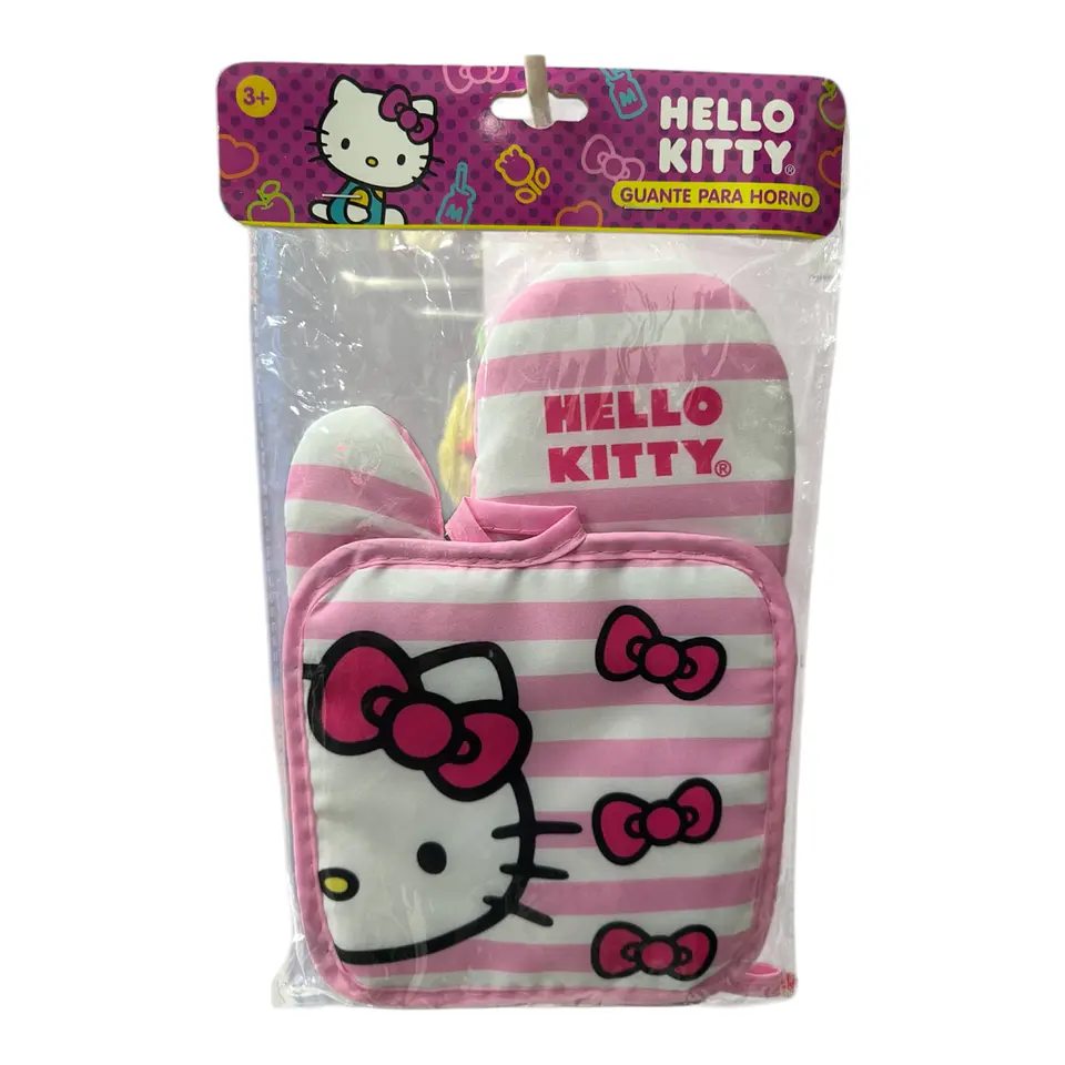 SET DE COCINA MANOPLA + GUANTES TÉRMICO PARA HORNO SANRIO - POR MAYOR 8