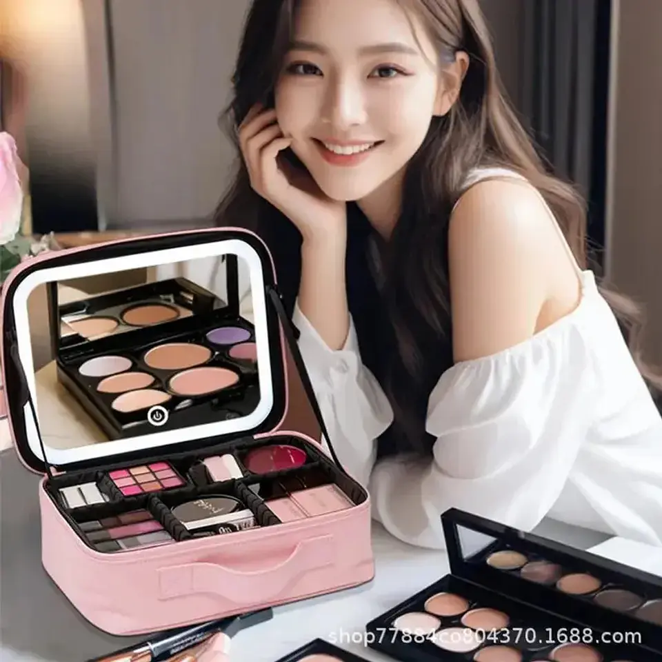 MALETÍN ORGANIZADOR DE MAQUILLAJE PORTÁTIL CON ESPEJO LED- POR MAYOR 6
