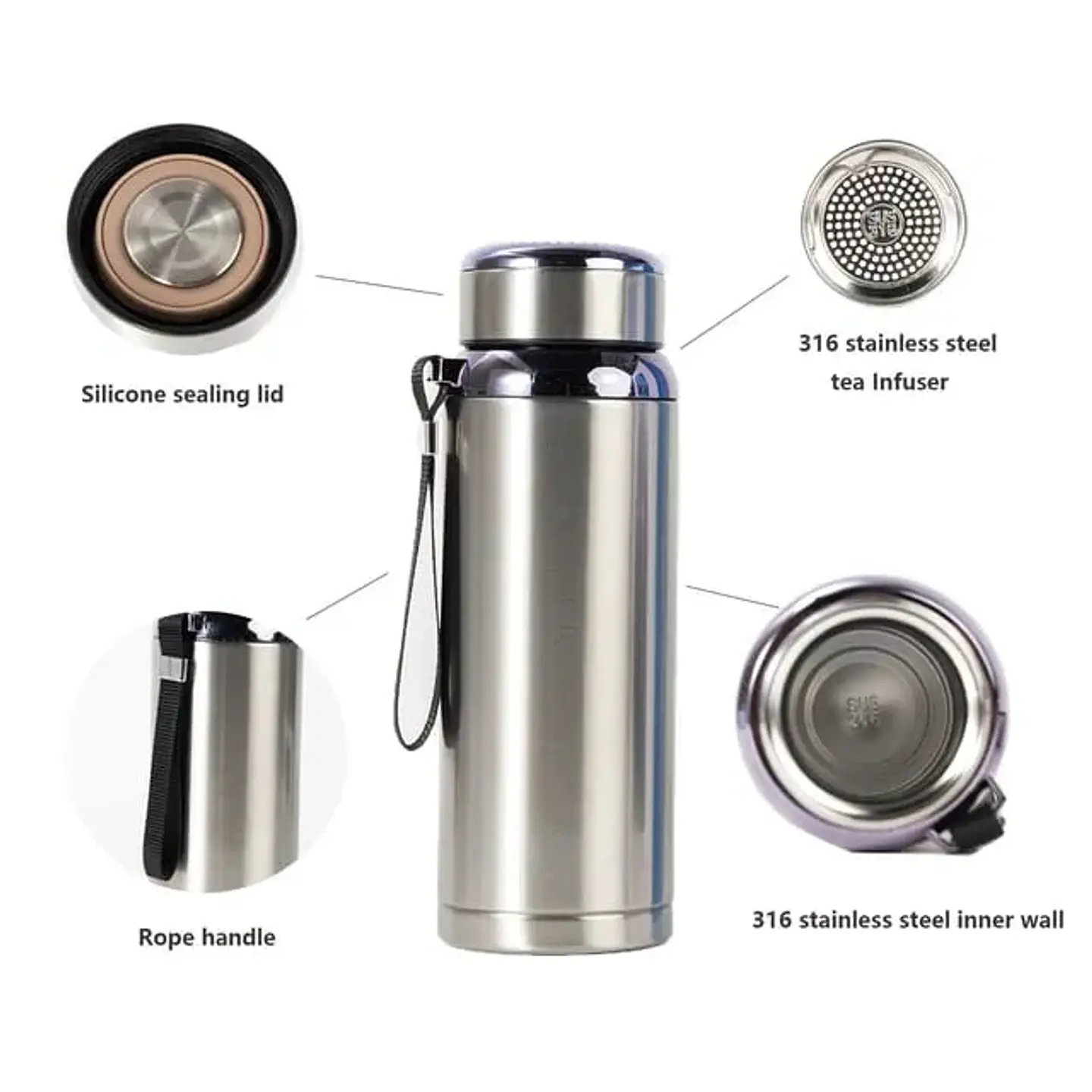 TERMO DE ACERO INOXIDABLE ESTRELLAS DE 800ML- POR MAYOR 7