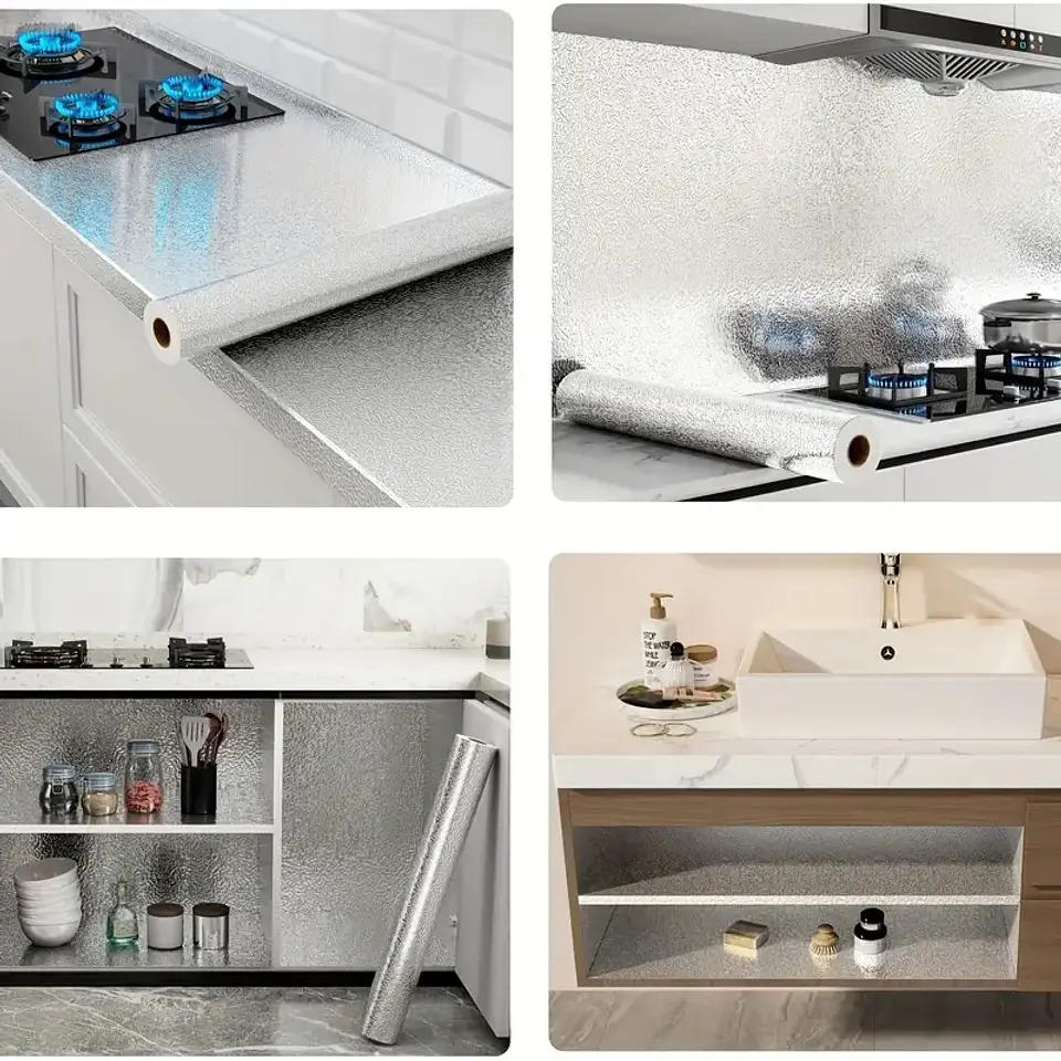 ROLLO PAPEL DE ALUMINIO CON ADHESIVO PARA COCINA 200X60CM- POR MAYOR 1
