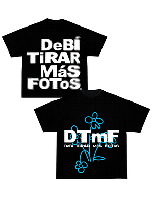 Polera DTmF Flor Azul Negra BoxyFit