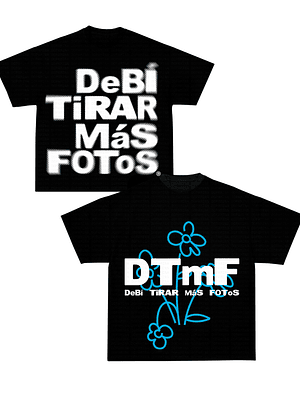 Polera DTmF Flor Azul Negra BoxyFit